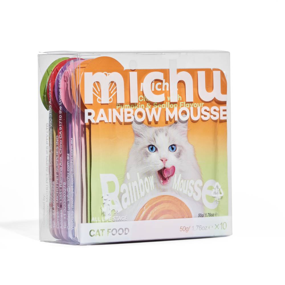 Michu Rainbow Mousse 5 Flavors- Complete Food/Wet Mixer and Topper 10pcs/Pack