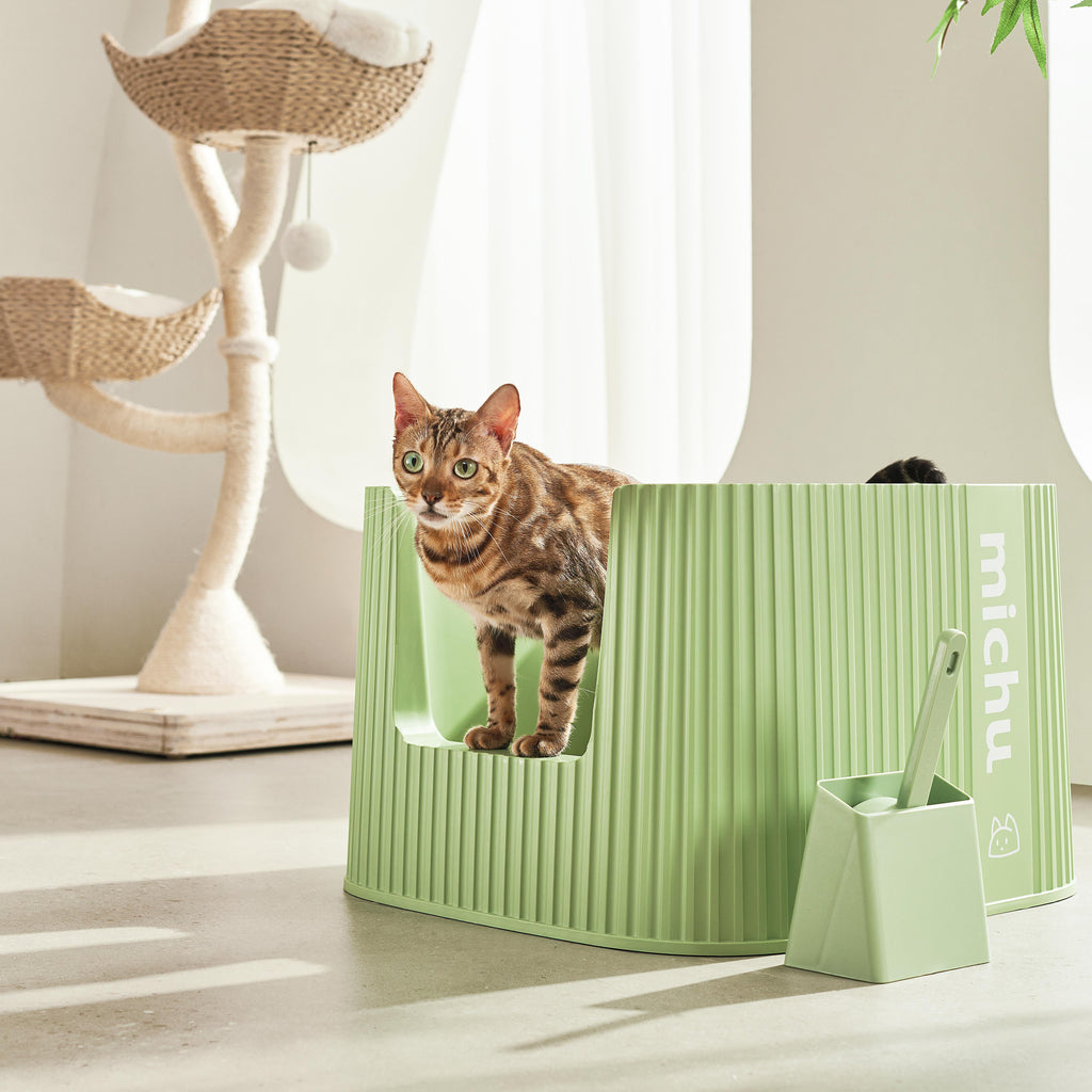 Michu XXL Sage Deluxe Cat Litter Box - Spacious Design
