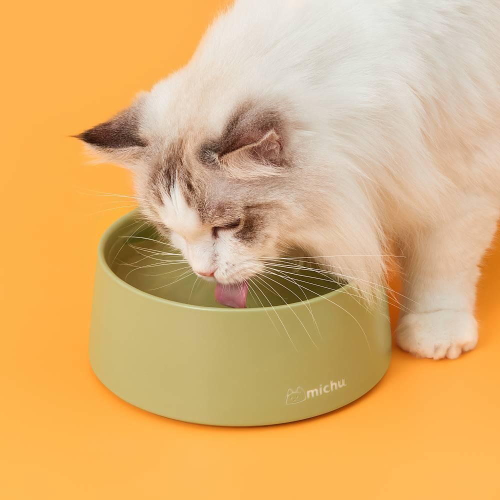 Michu Ceramic 3pcs Dinnerware Set- Raised Bowl and Plate Set for Everyday Pets Essentials