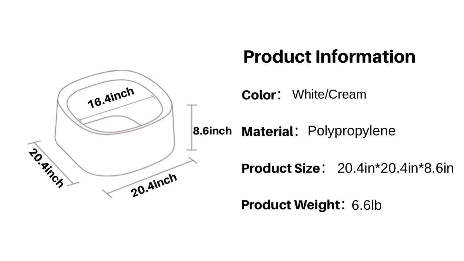 Michu Macaron High Edge Cream White Open Style Extra Large Cat Litter Box Designed by MEOOF XL