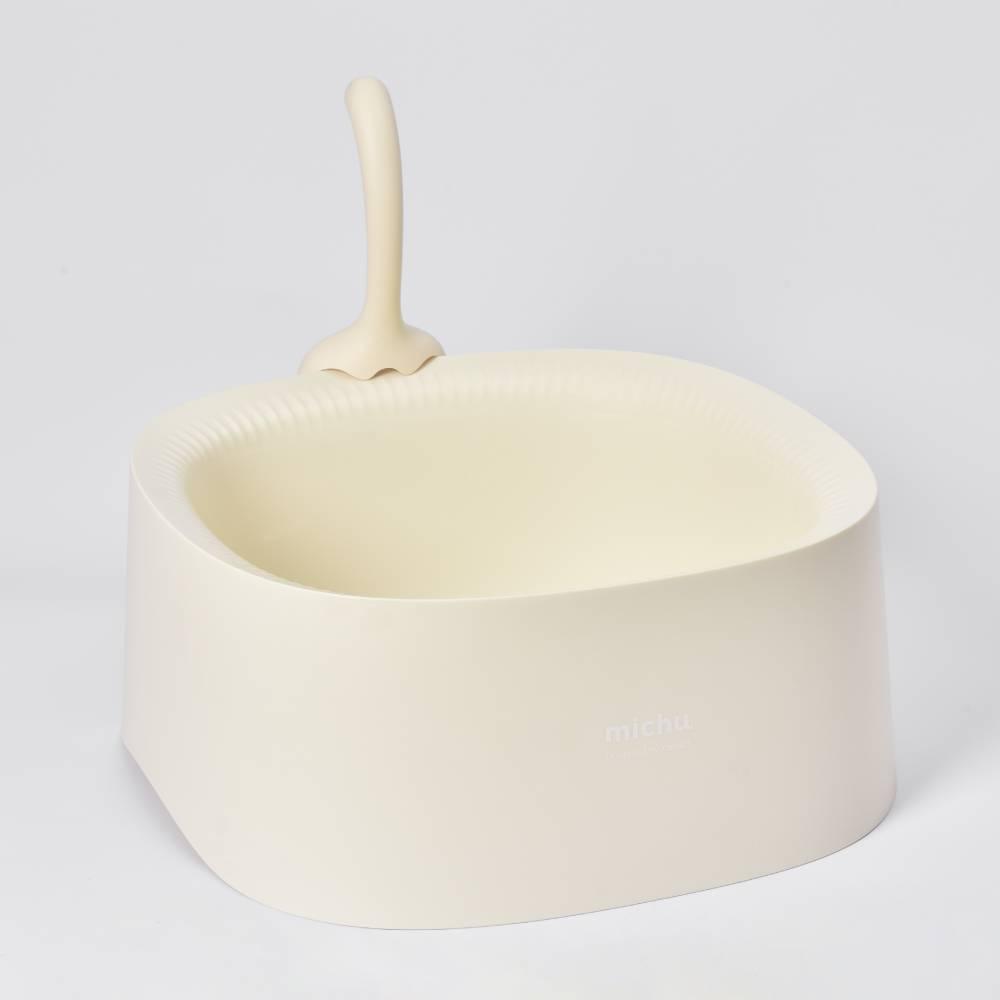 Michu Macaron High Edge Cream White Open Style Extra Large Cat Litter Box Designed by MEOOF XL