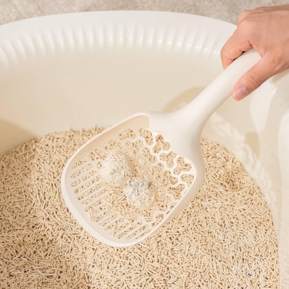 Michu Macaron High Edge Cream White Open Style Extra Large Cat Litter Box Designed by MEOOF XL