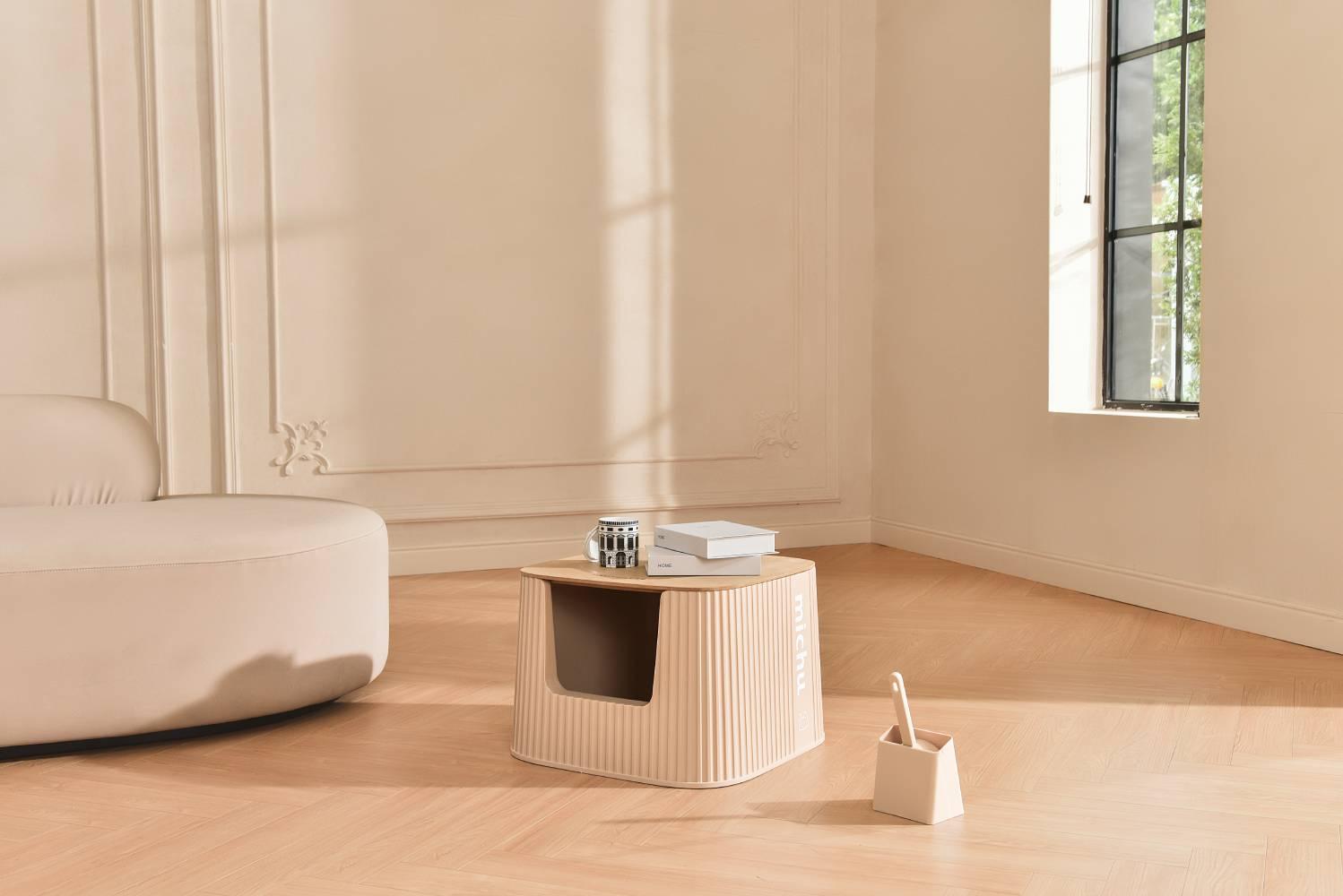 Michu XXL Deluxe Cat Litter Box High-Quality Bamboo Lid