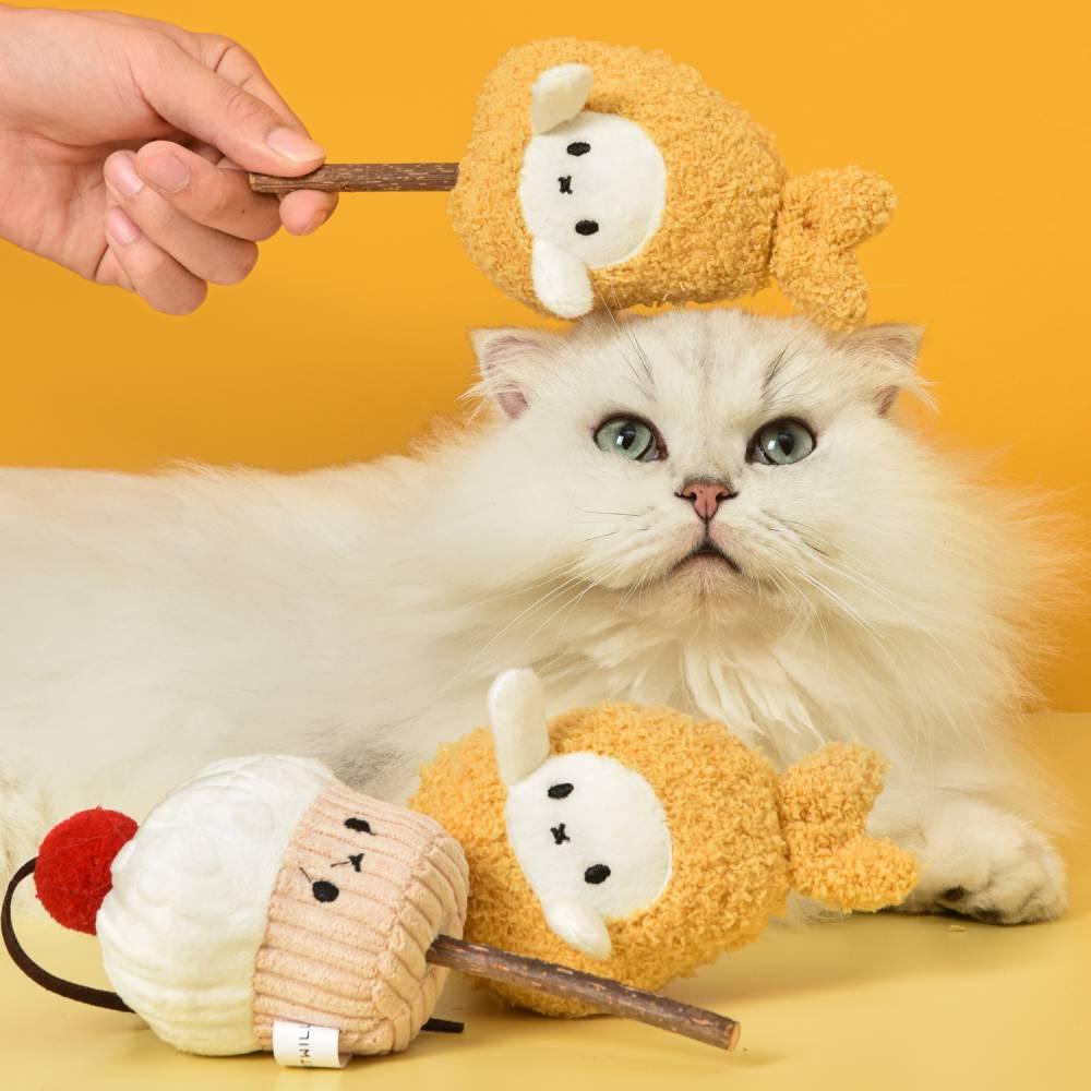 Michu Happy Tempura Little Cupcake Silver Vine Stick Cat Toy