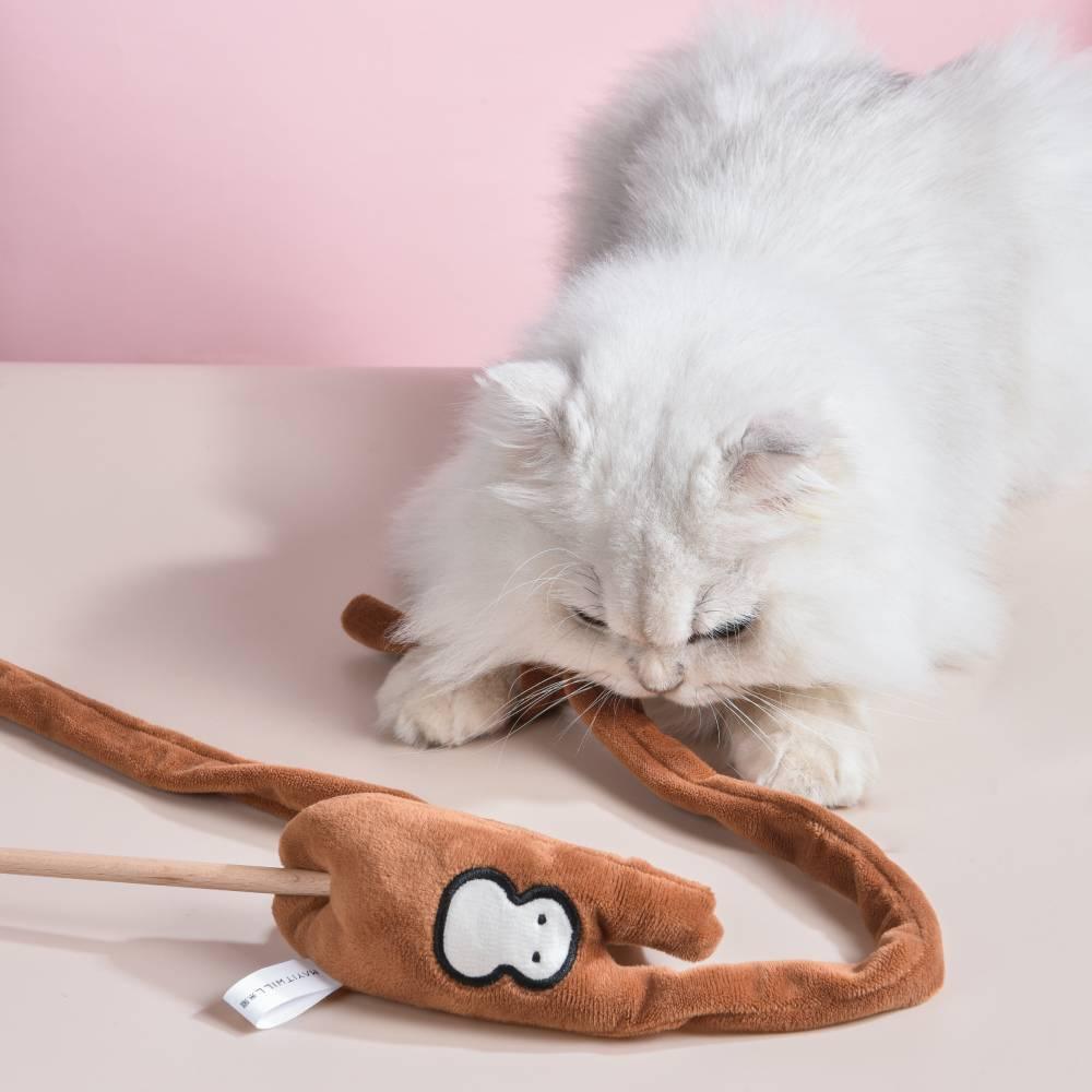 Michu Natural Interactive Cat Wand - Safe Hunting Distance Cat Toys for Indoor Cats