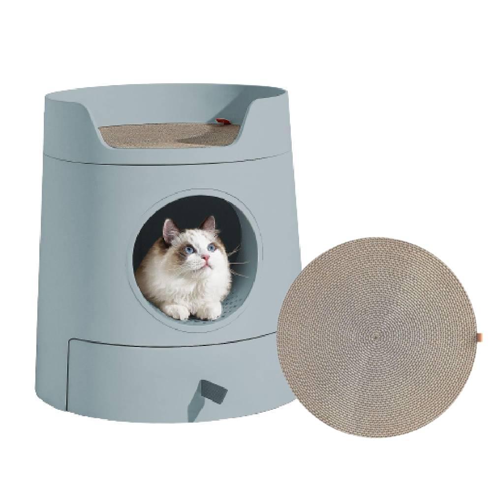 Michu XL Castle 2-in-1 Semi- Closed Cat Litter Box with Scratch Basin & Scoop Included Morandi Green [preorder]