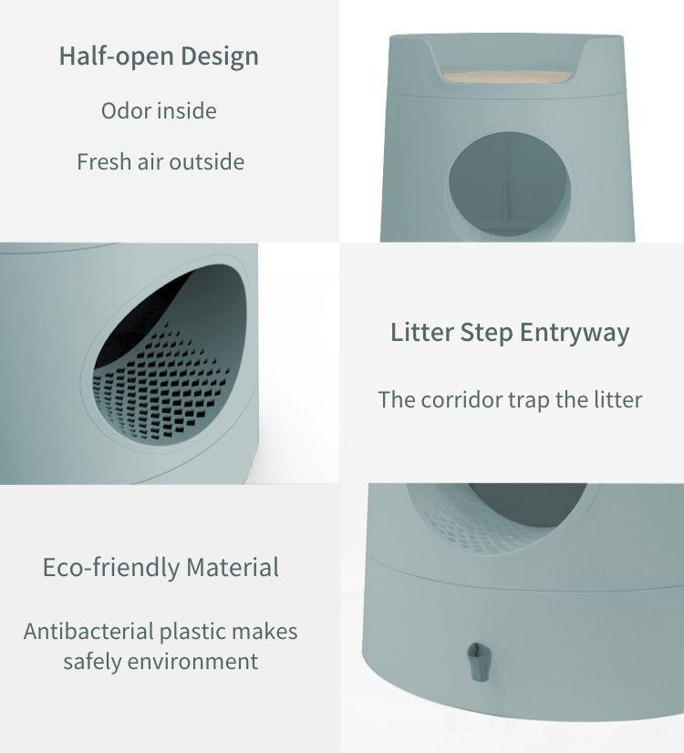 Michu XL Castle 2-in-1 Semi- Closed Cat Litter Box with Scratch Basin & Scoop Included Morandi Green [preorder]